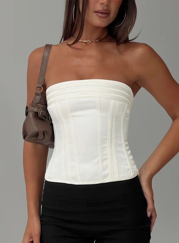Cecilie Strapless Corset Top Cream sold by Princess Polly