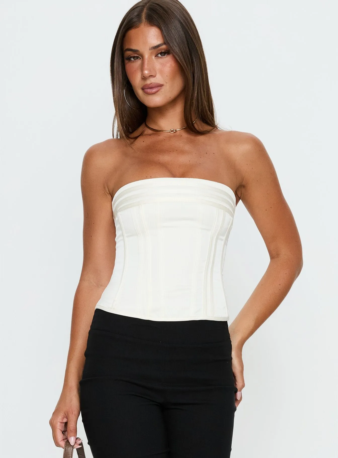 Cecilie Strapless Corset Top Cream sold by Princess Polly product image thumbnail 2