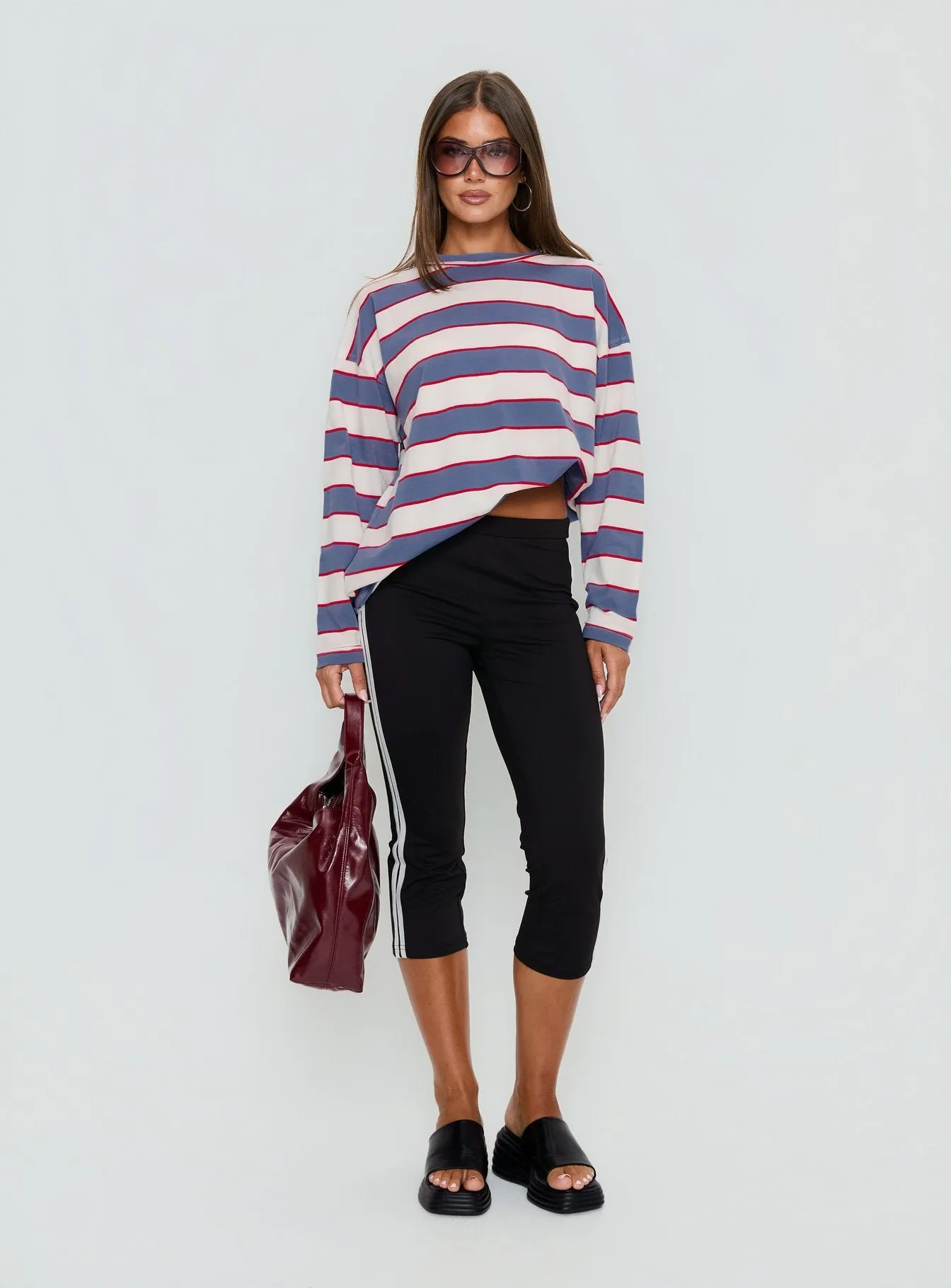 Horizon Long Sleeve Top Dusty Blue Stripe sold by Princess Polly product image thumbnail 5
