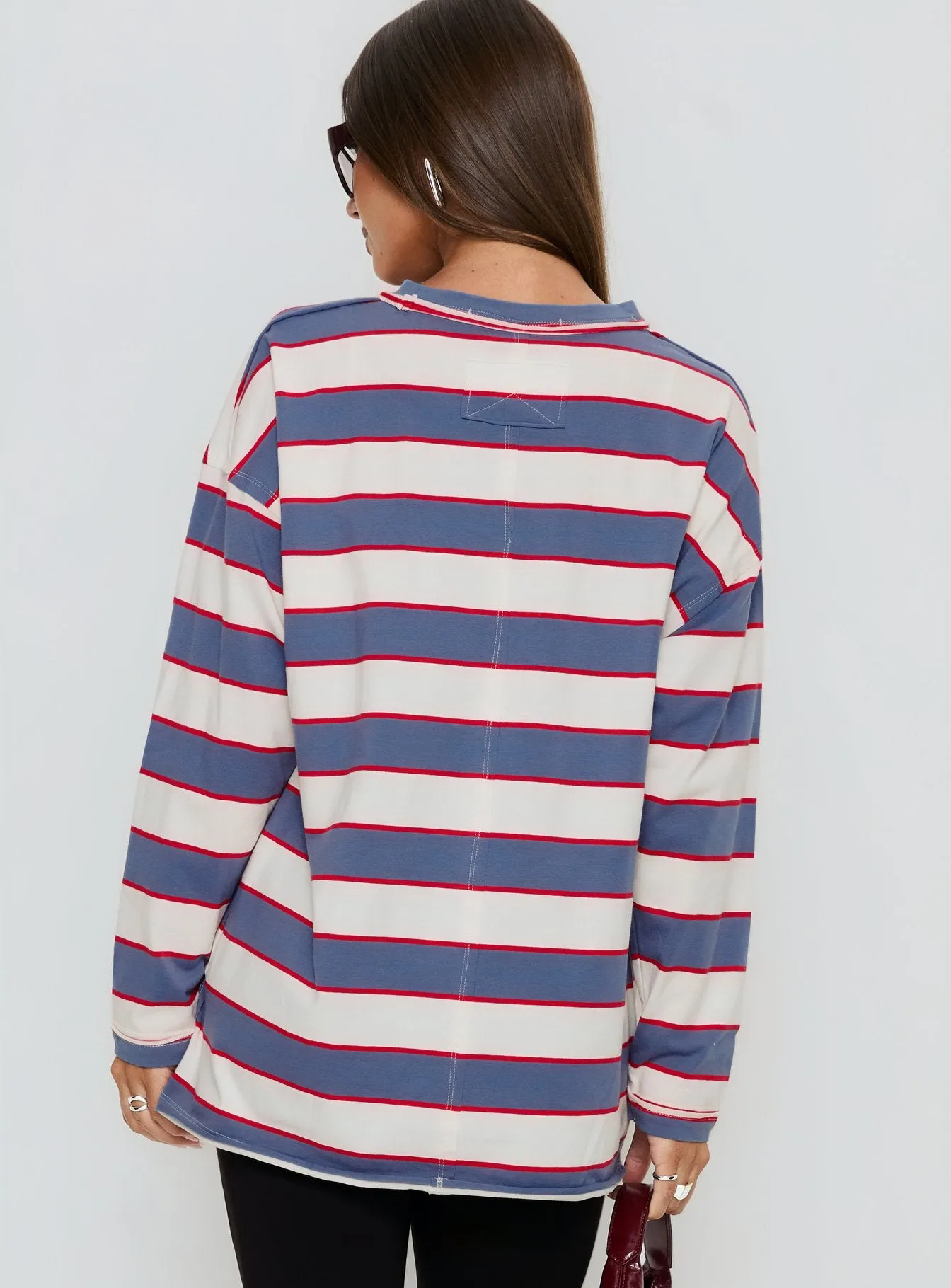 Horizon Long Sleeve Top Dusty Blue Stripe sold by Princess Polly product image thumbnail 2