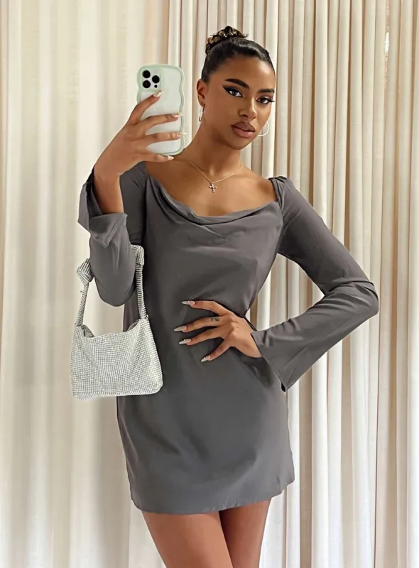 Star Power Mini Dress Slate sold by Princess Polly