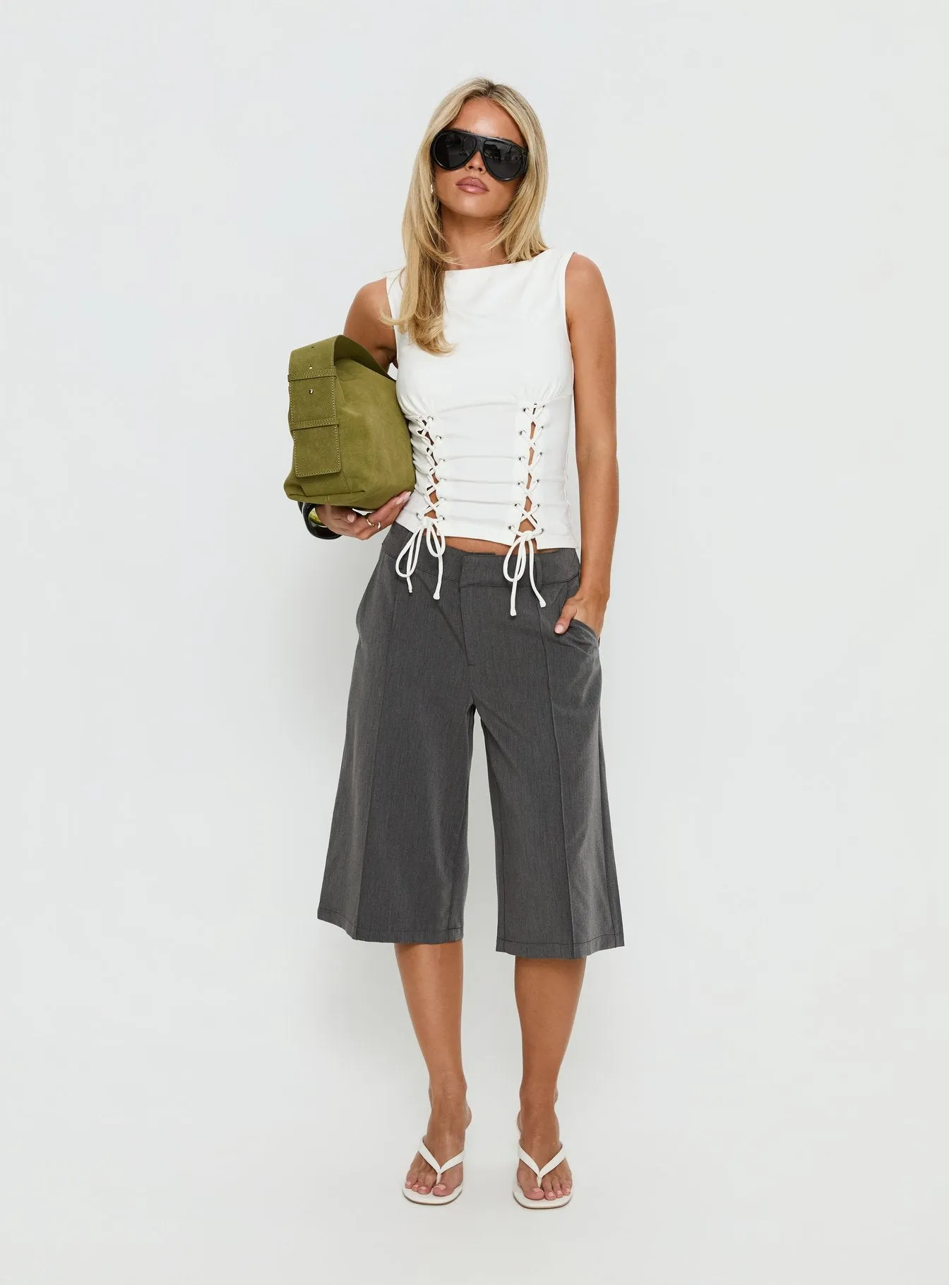 Lindee Tie Up Sleeveless Top White sold by Princess Polly product image thumbnail 3