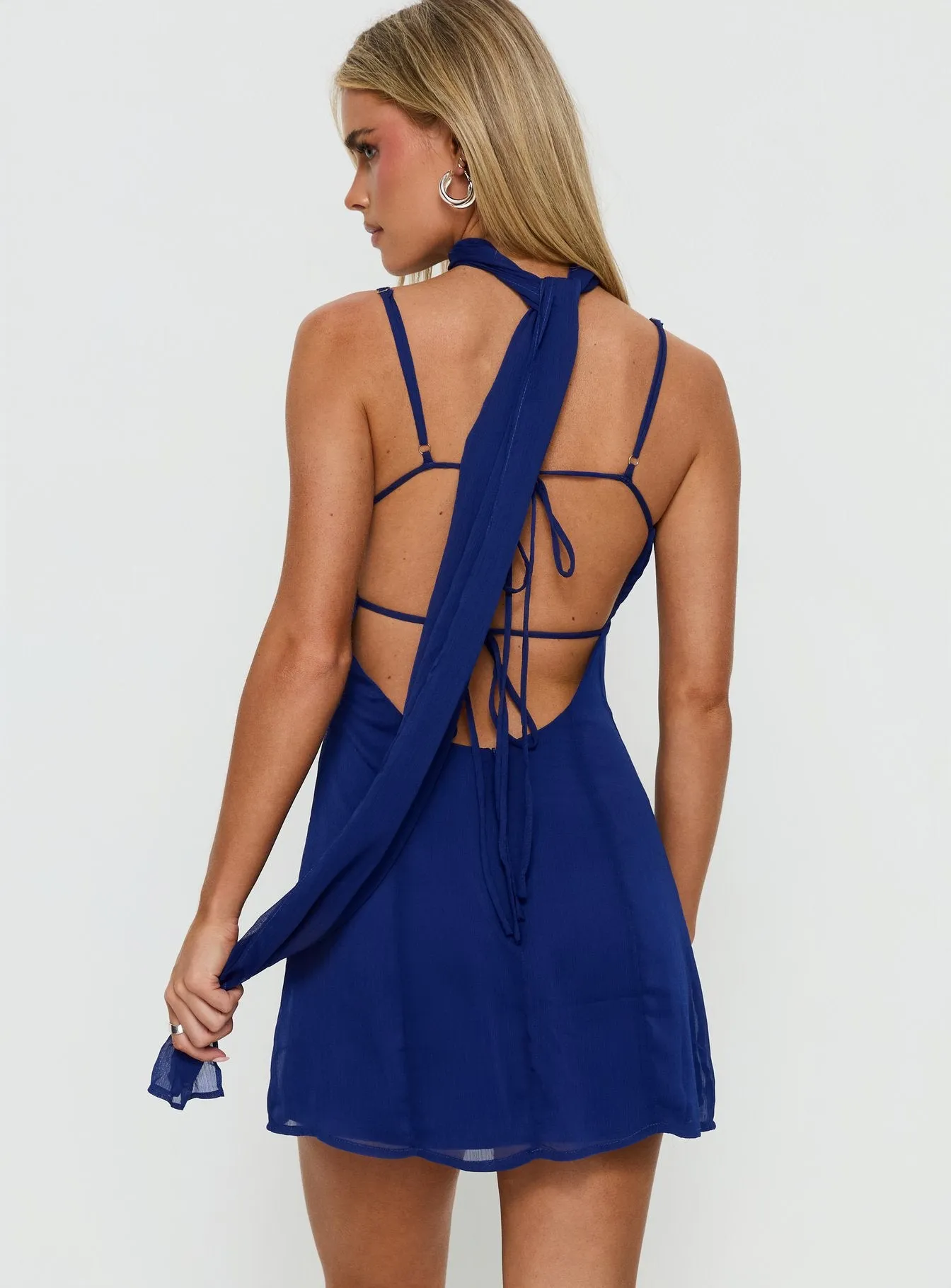 Jadira Scarf Mini Dress Navy sold by Princess Polly product image thumbnail 4