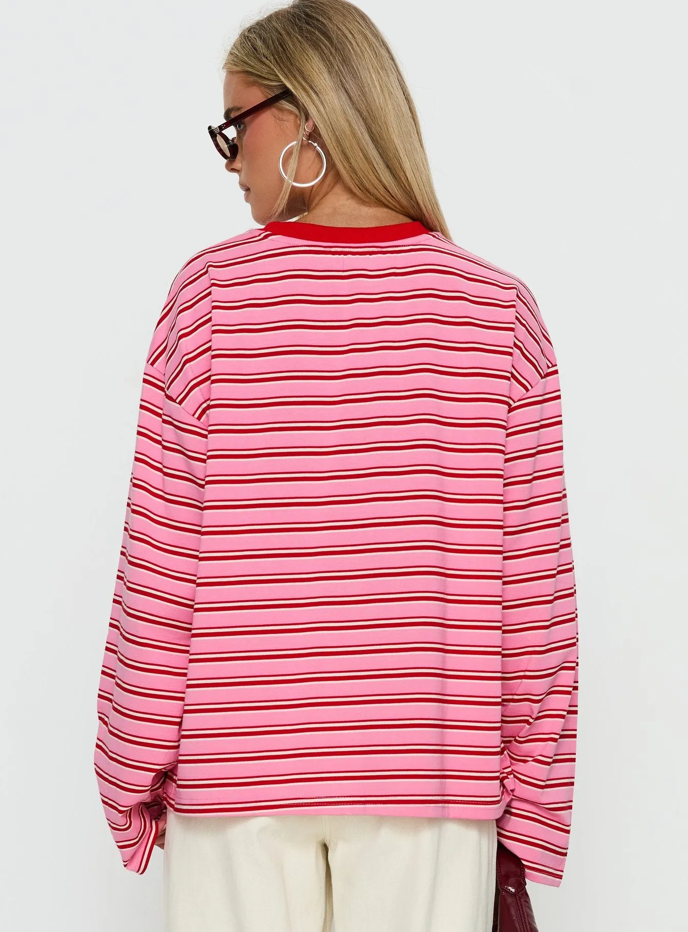 Settle Down Long Sleeve Top Pink / Red Stripe sold by Princess Polly product image thumbnail 5