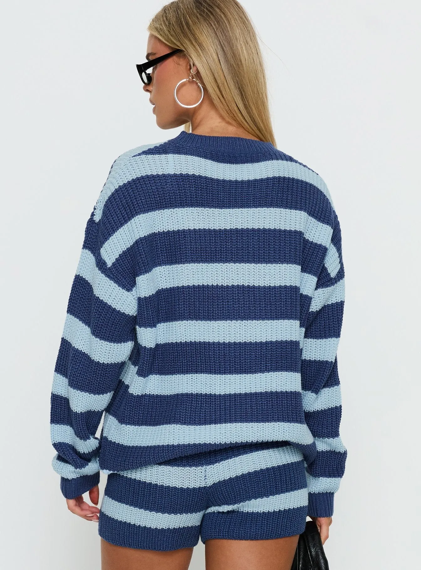 Kealin Crew Neck Knit Sweater Blue Stripe sold by Princess Polly product image thumbnail 5