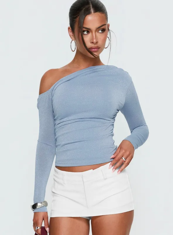 Beller Long Sleeve Top Blue Sparkle sold by Princess Polly