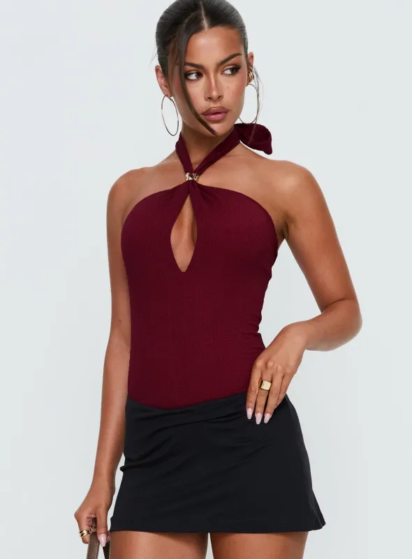 Bridey Cut Out Bodysuit Red sold by Princess Polly