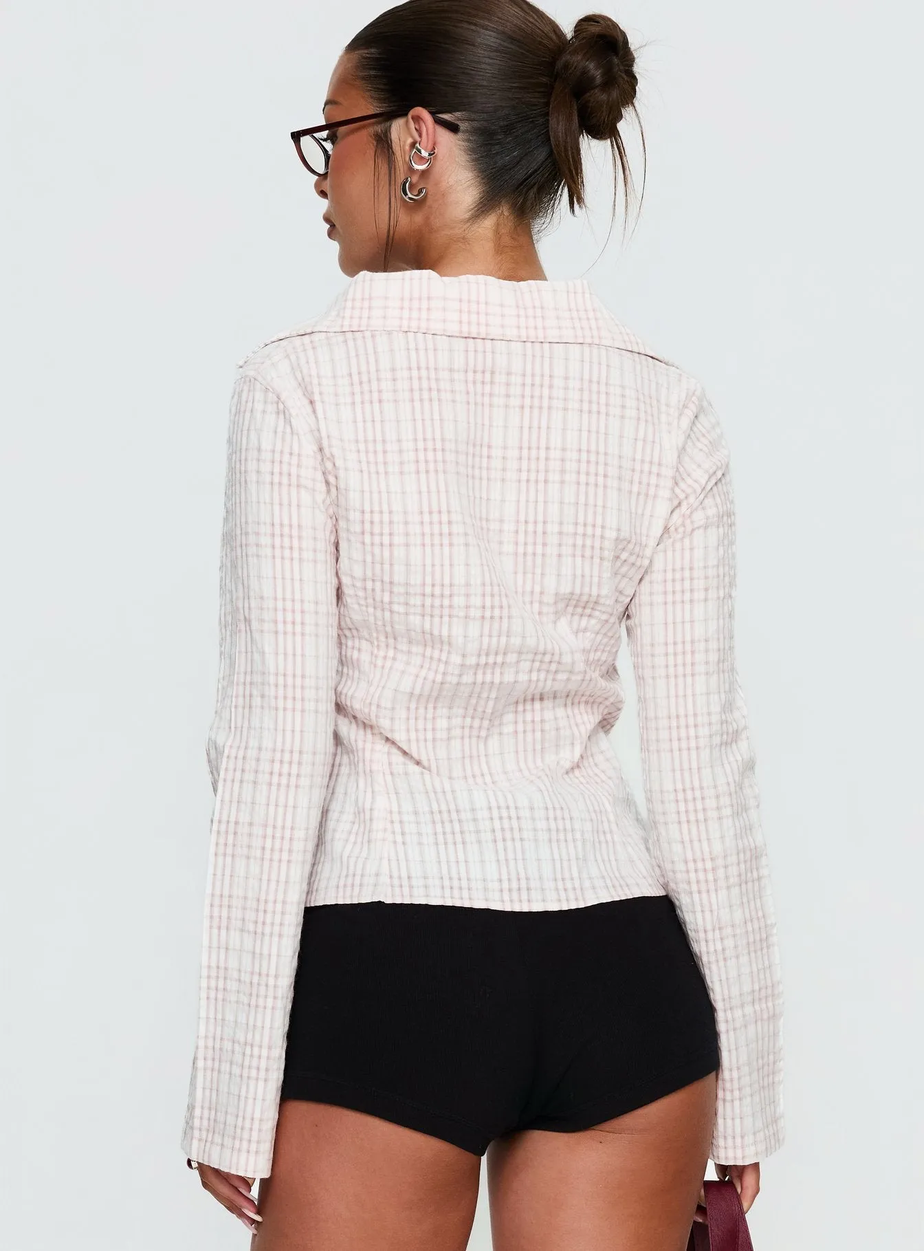 Cottesloe Long Sleeve Blouse Top Pink Check sold by Princess Polly product image thumbnail 5