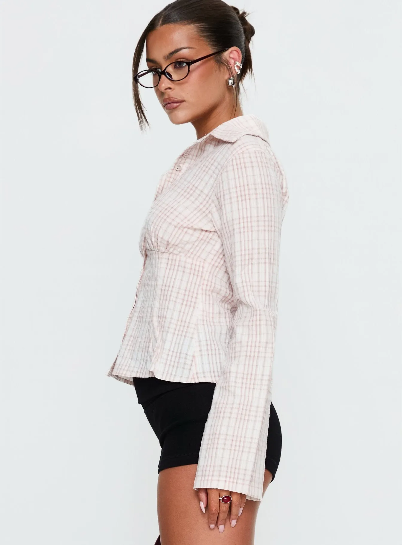 Cottesloe Long Sleeve Blouse Top Pink Check sold by Princess Polly product image thumbnail 4