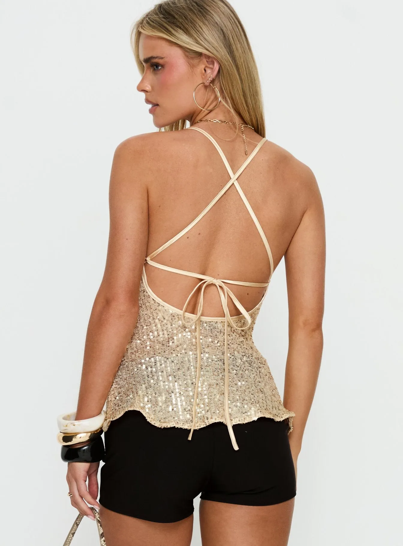 Opaline Sequin Cami Top Gold sold by Princess Polly product image thumbnail 5