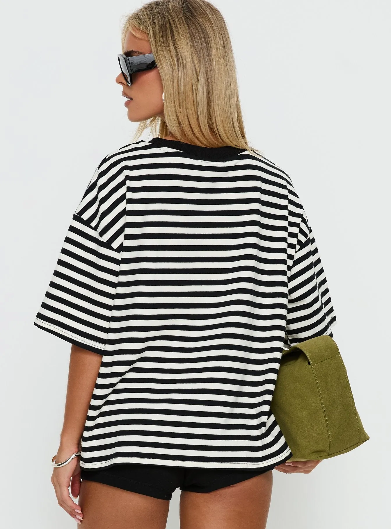 Settle Down Short Sleeve Top Black / White Stripe sold by Princess Polly product image thumbnail 5