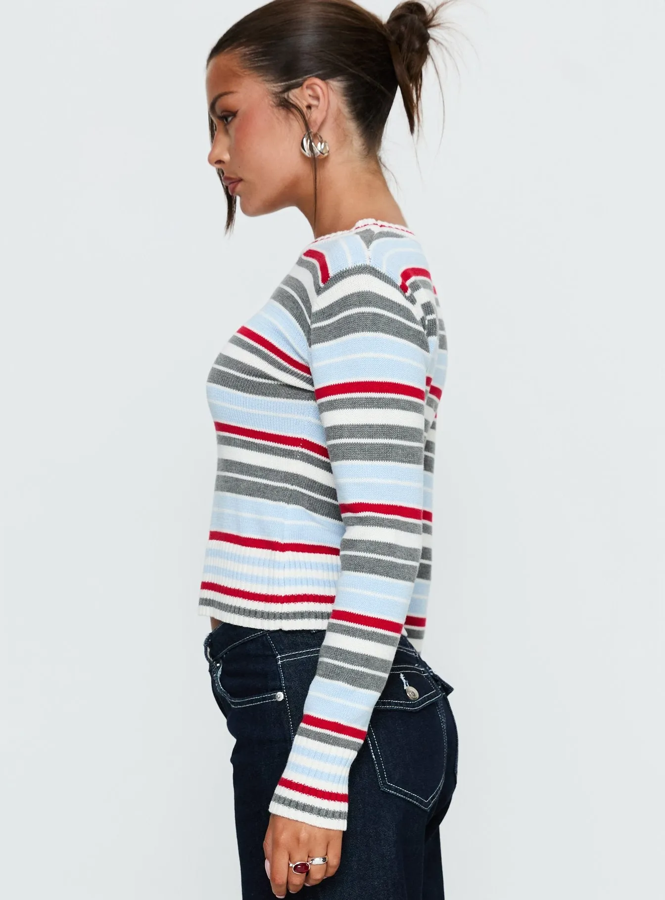 Briette Long Sleeve Top Blue / Red Stripe sold by Princess Polly product image thumbnail 3