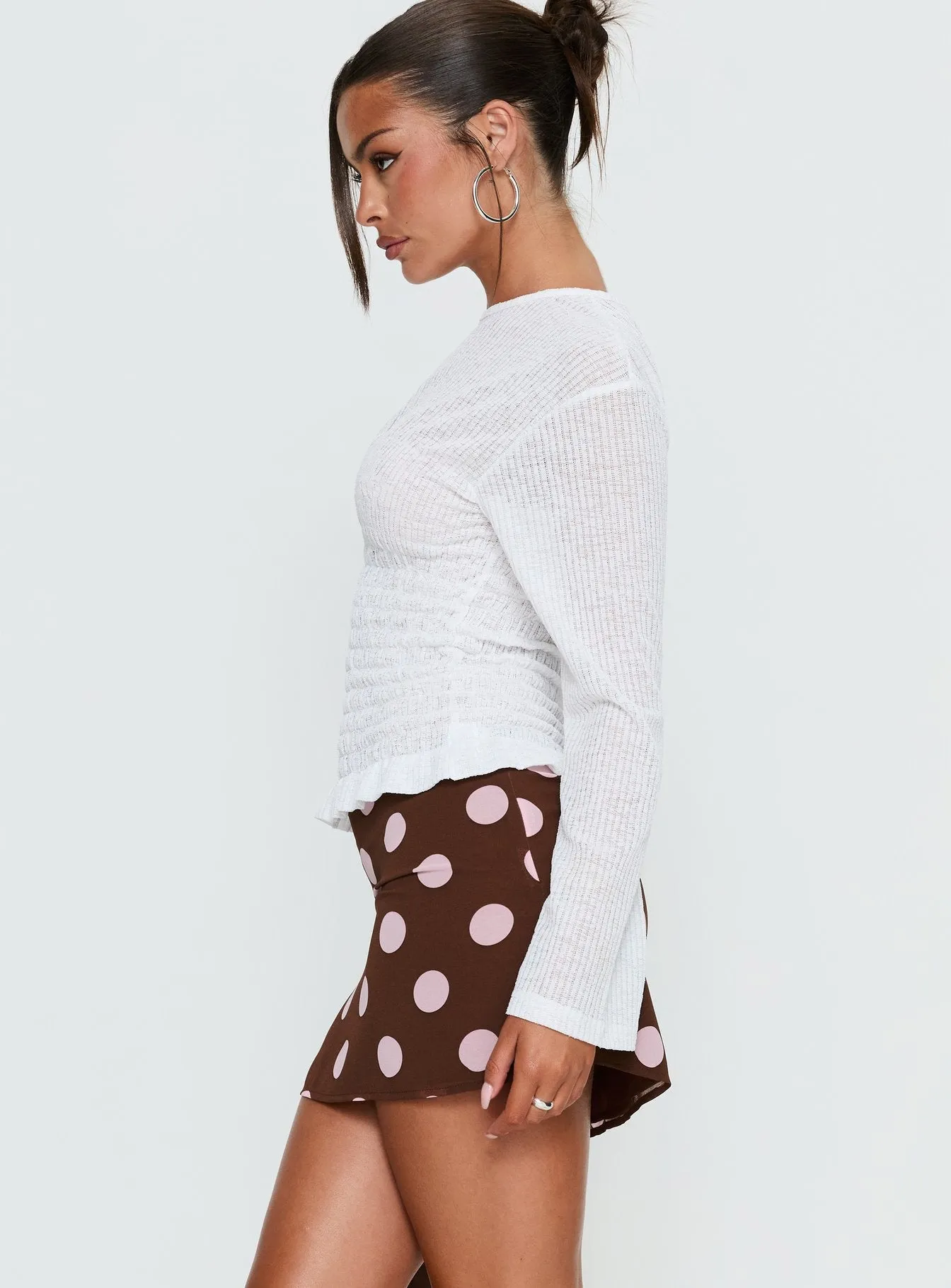 Adelaida Mini Skirt Brown / Pink Polka sold by Princess Polly product image thumbnail 4