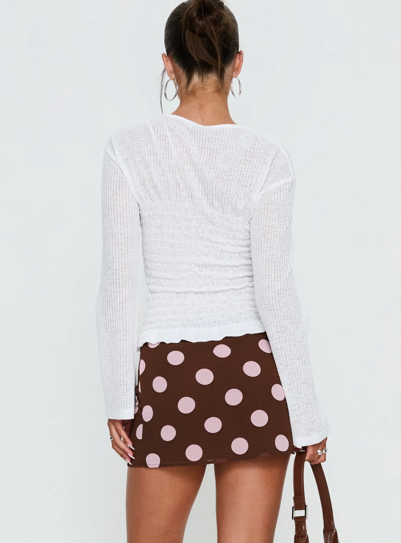 Adelaida Mini Skirt Brown / Pink Polka sold by Princess Polly product image thumbnail 5