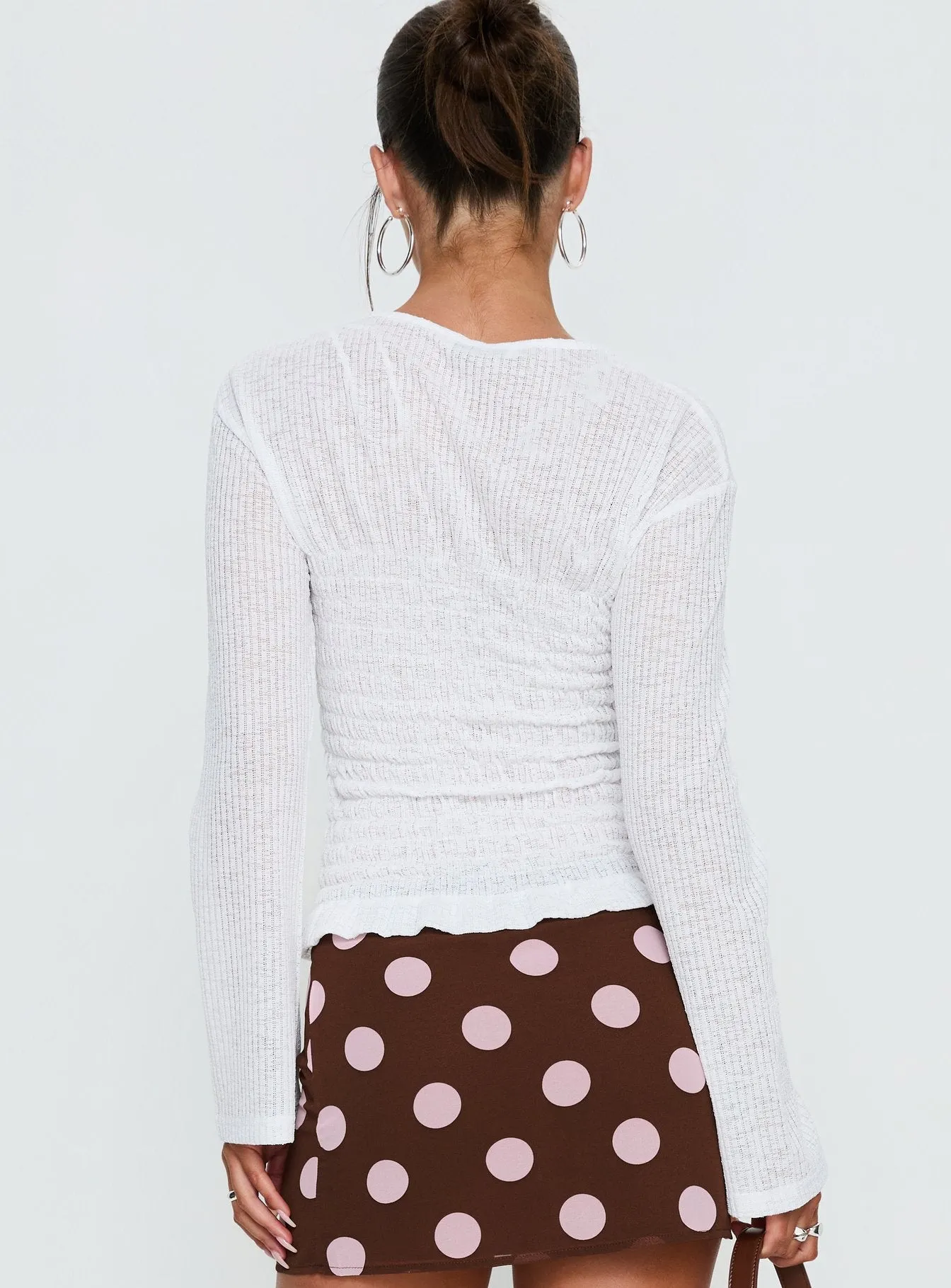 Bradly Shirred Long Sleeve Top White sold by Princess Polly product image thumbnail 5