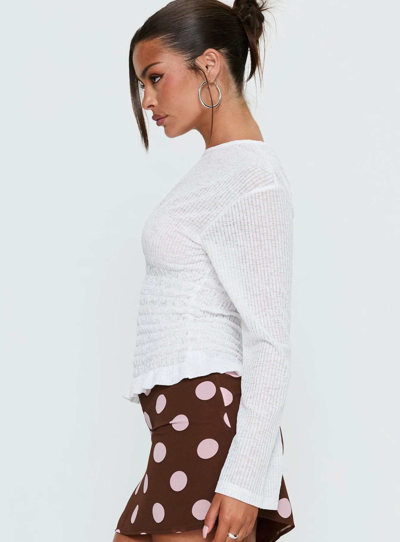 Bradly Shirred Long Sleeve Top White sold by Princess Polly product image thumbnail 4