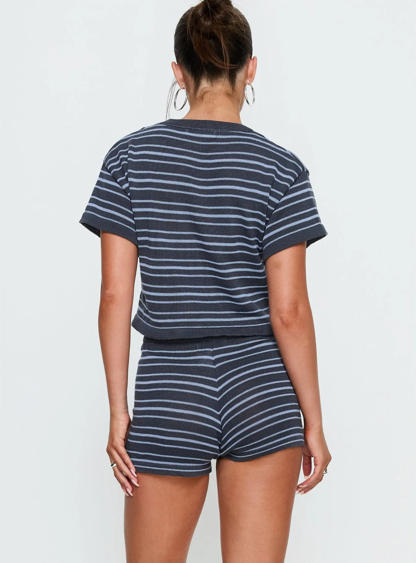 Arlynn Knit Micro Shorts Blue Stripe sold by Princess Polly product image thumbnail 5