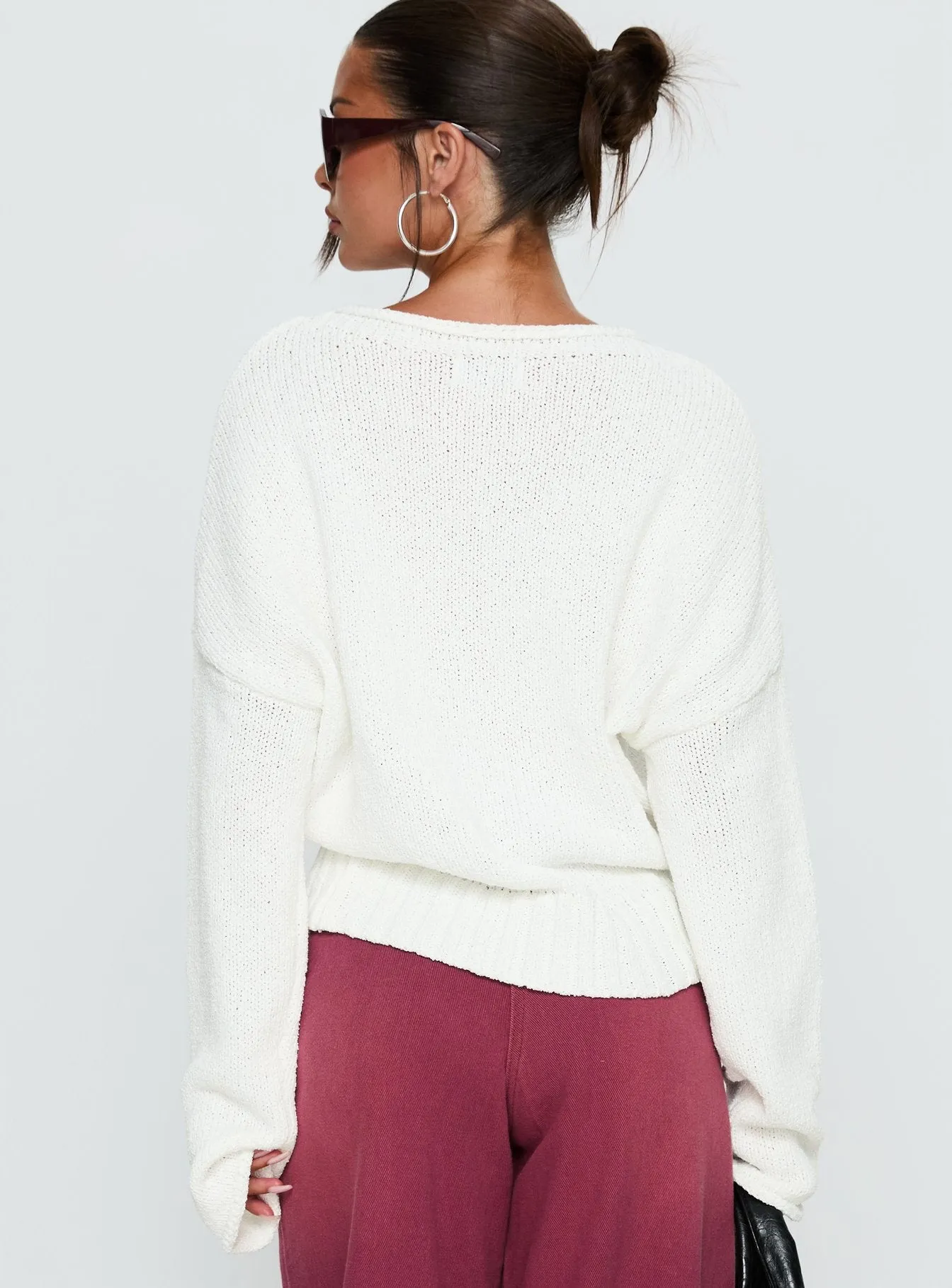 Reannon Wide Neck Knit Sweater White sold by Princess Polly product image thumbnail 5