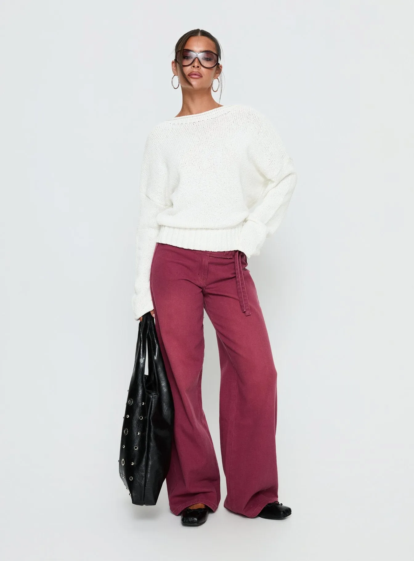 Reannon Wide Neck Knit Sweater White sold by Princess Polly product image thumbnail 3