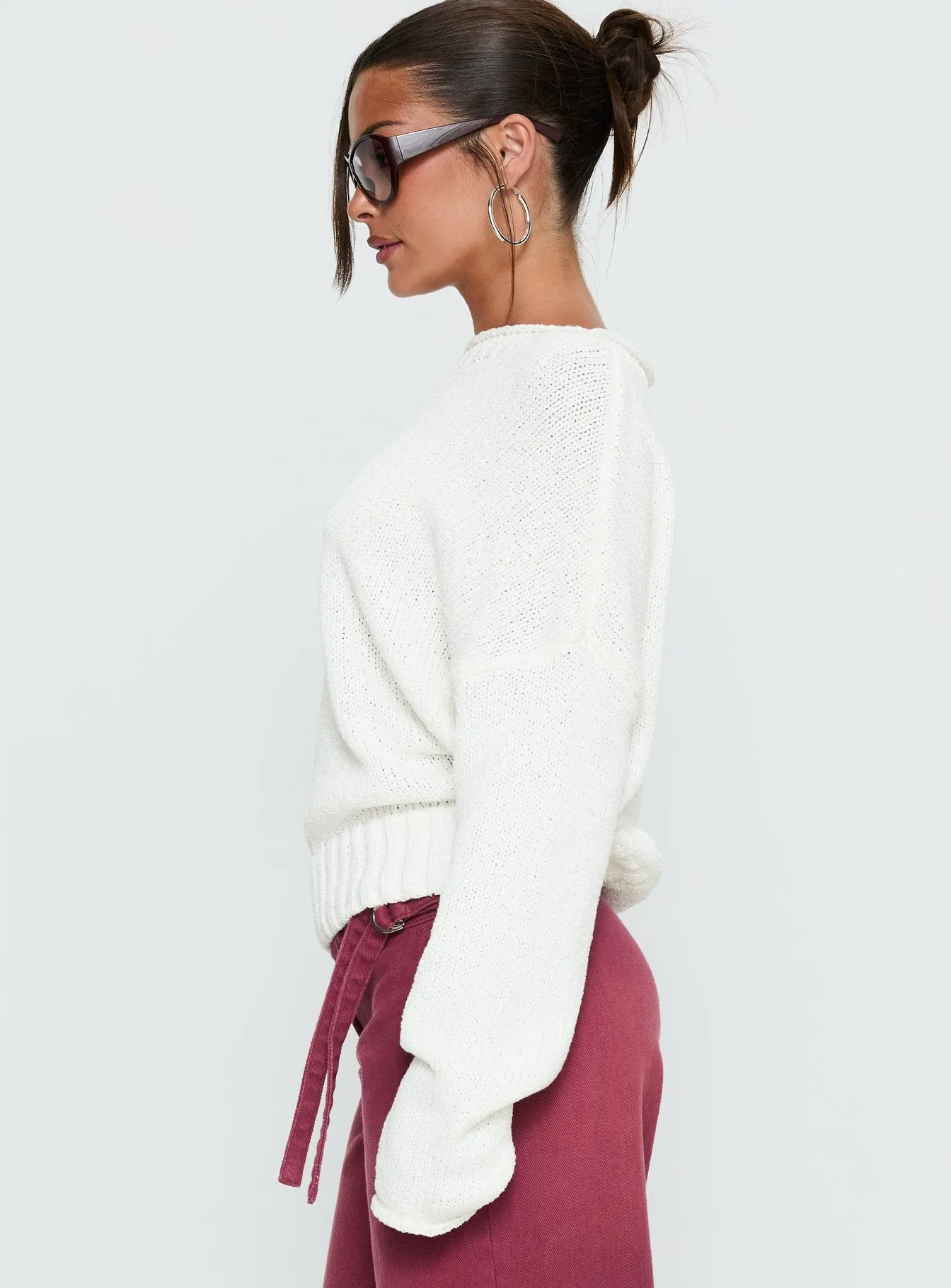 Reannon Wide Neck Knit Sweater White sold by Princess Polly product image thumbnail 4