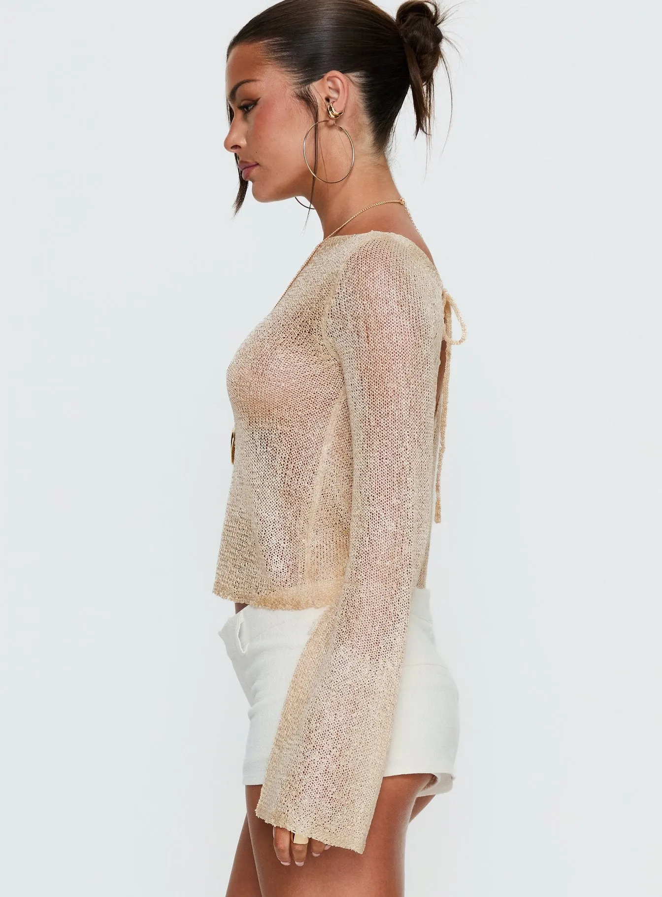 Evanne Long Sleeve Knit Top Champagne sold by Princess Polly product image thumbnail 3