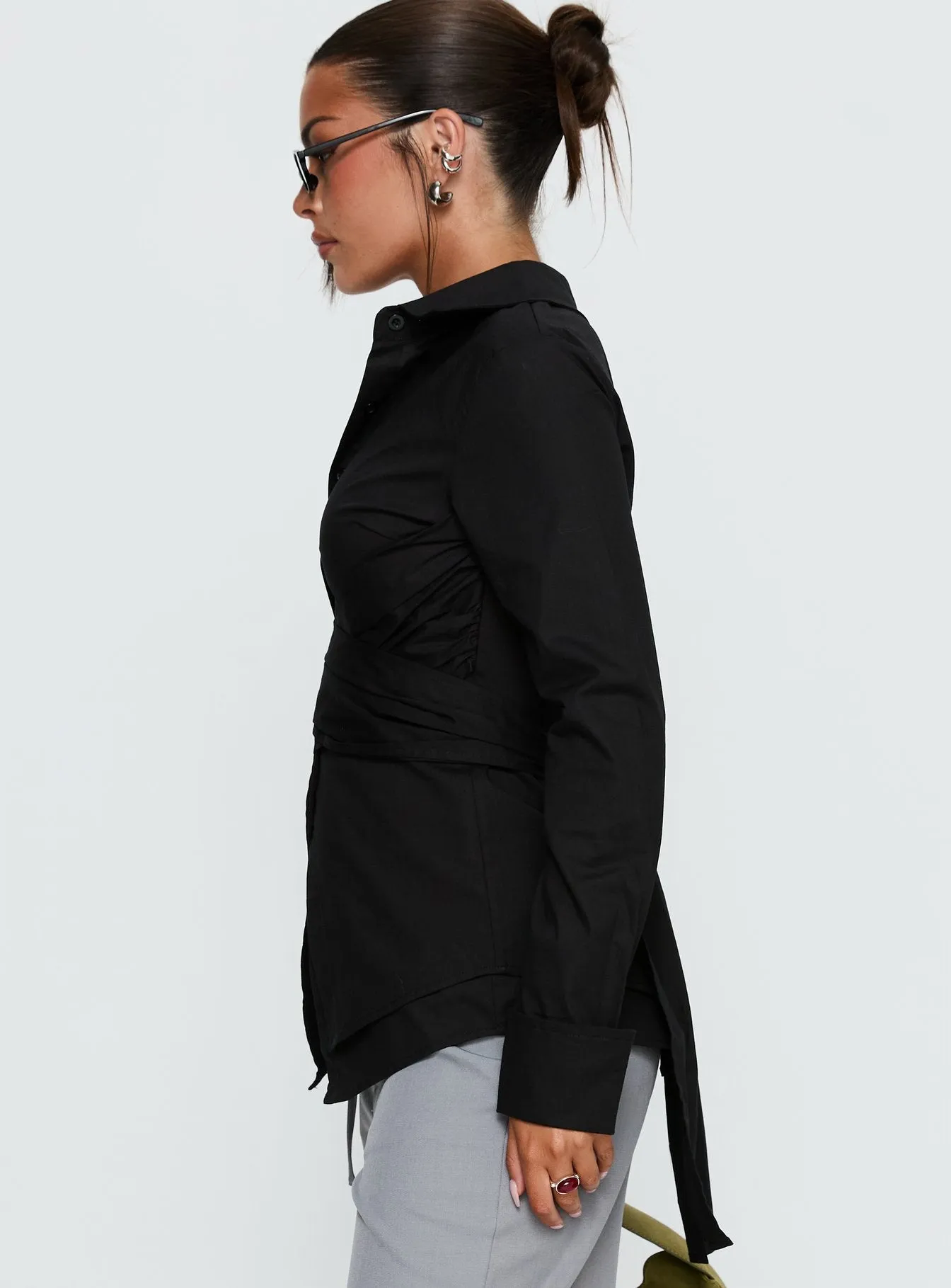 Shapeshifter Twist Long Sleeve Shirt Black sold by Princess Polly product image thumbnail 3