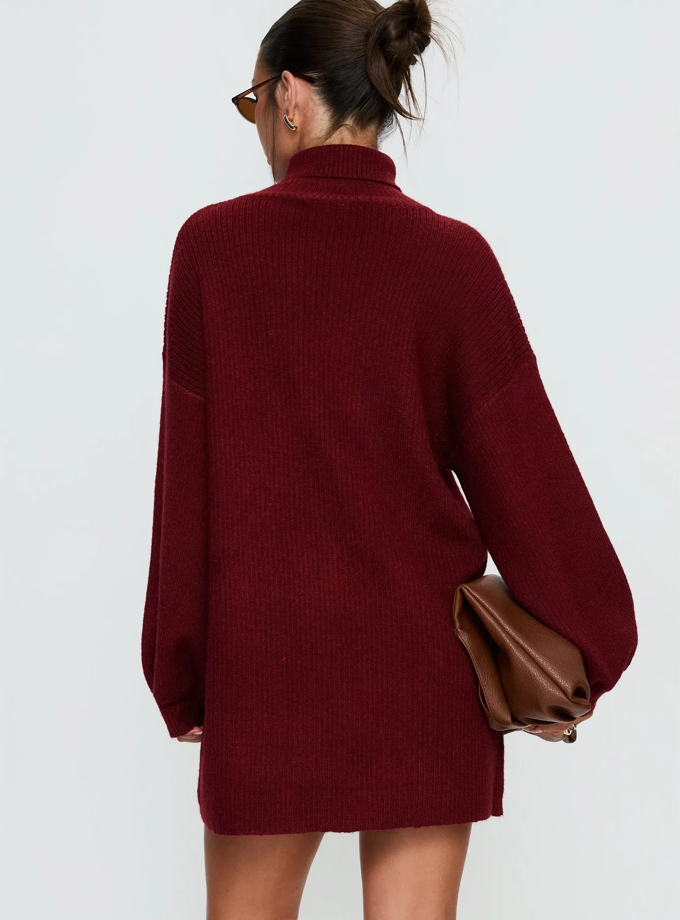 Coleena Long Sleeve Knit Mini Dress Burgundy sold by Princess Polly product image thumbnail 4