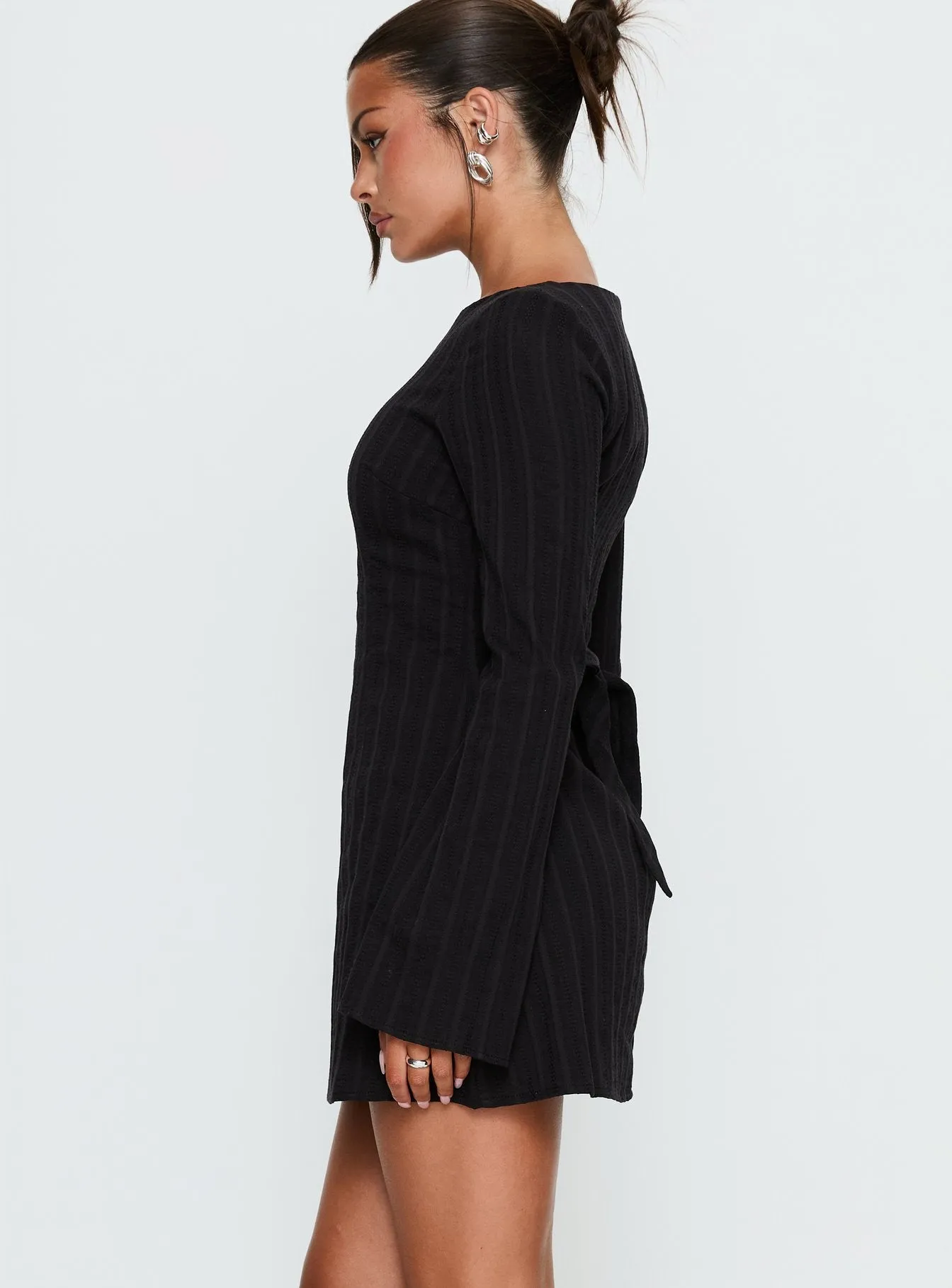 Alfalfa Long Sleeve Mini Dress Black sold by Princess Polly product image thumbnail 3