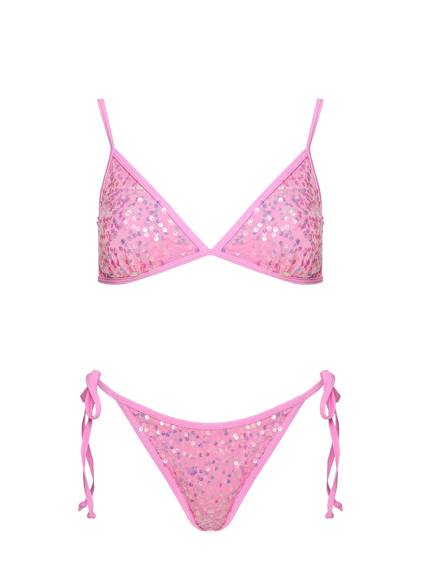 Passiona Triangle Sequin Bikini Top Pink sold by Princess Polly product image thumbnail 5