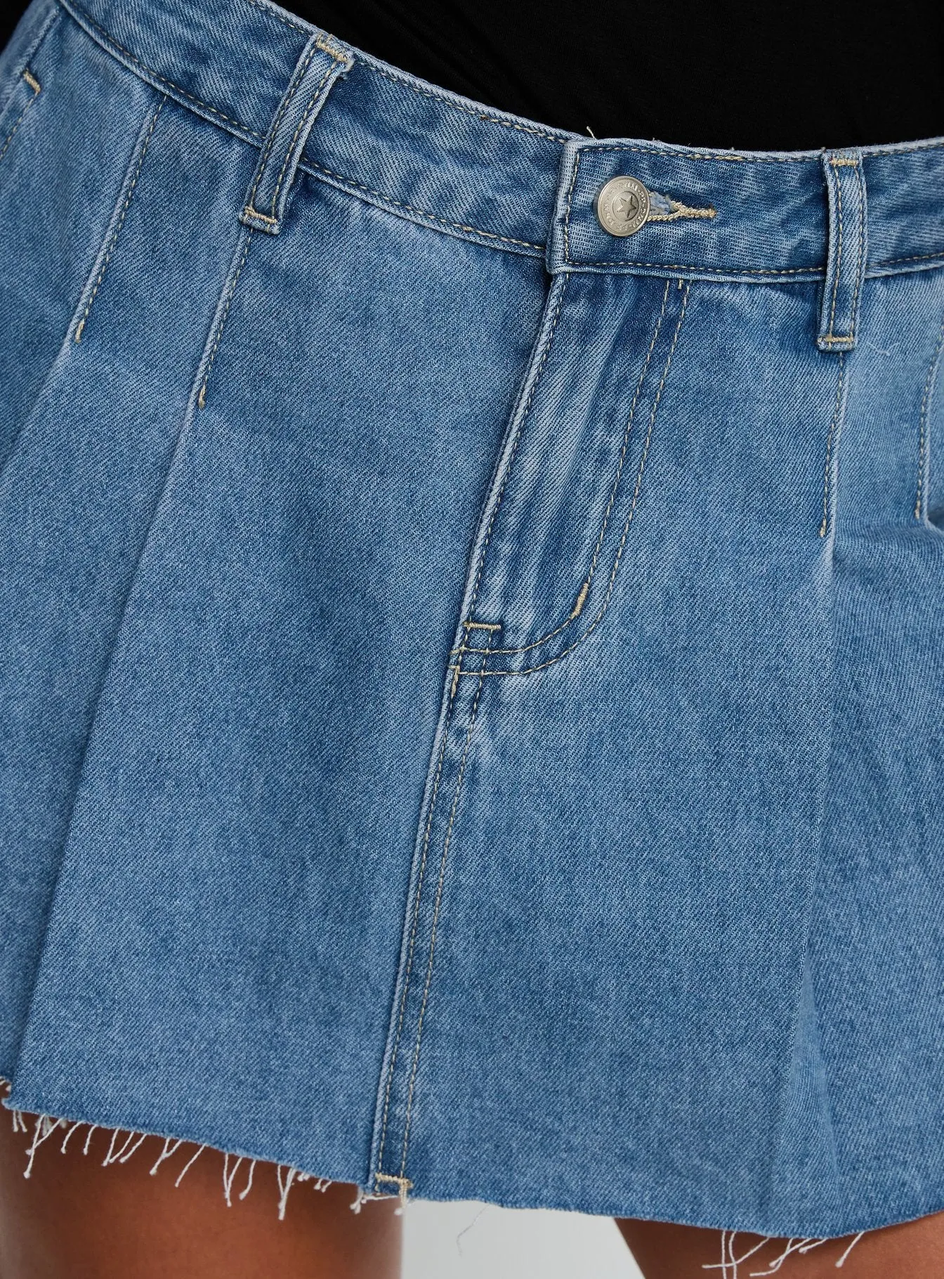 Debera Pleated Mini Skirt Mid Blue Wash sold by Princess Polly product image thumbnail 5