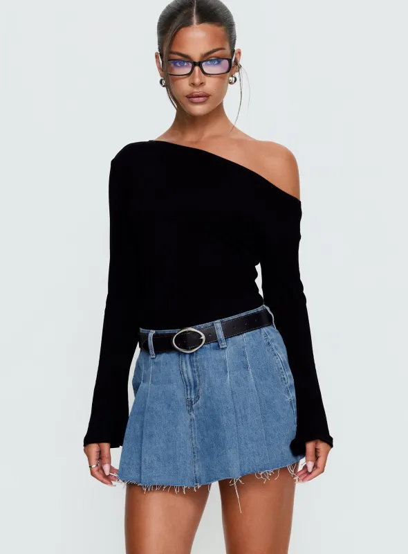 Debera Pleated Mini Skirt Mid Blue Wash sold by Princess Polly