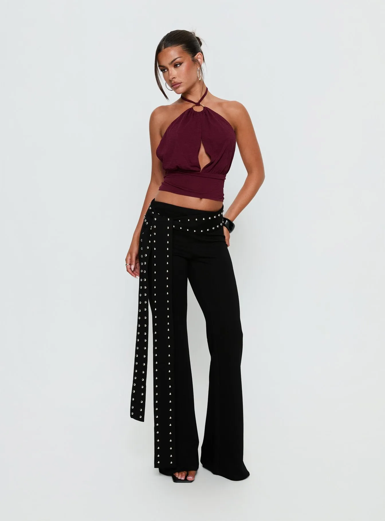 Lindie Tie Back Ring Detail Top Wine sold by Princess Polly product image thumbnail 2