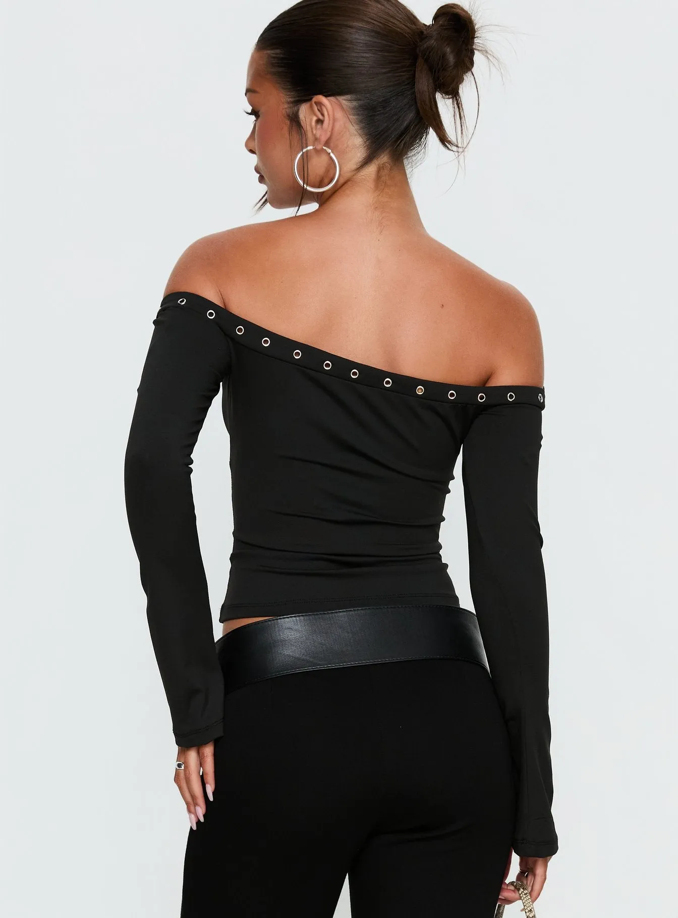 Mansa Off Shoulder Buckle Detail Top Black sold by Princess Polly product image thumbnail 5