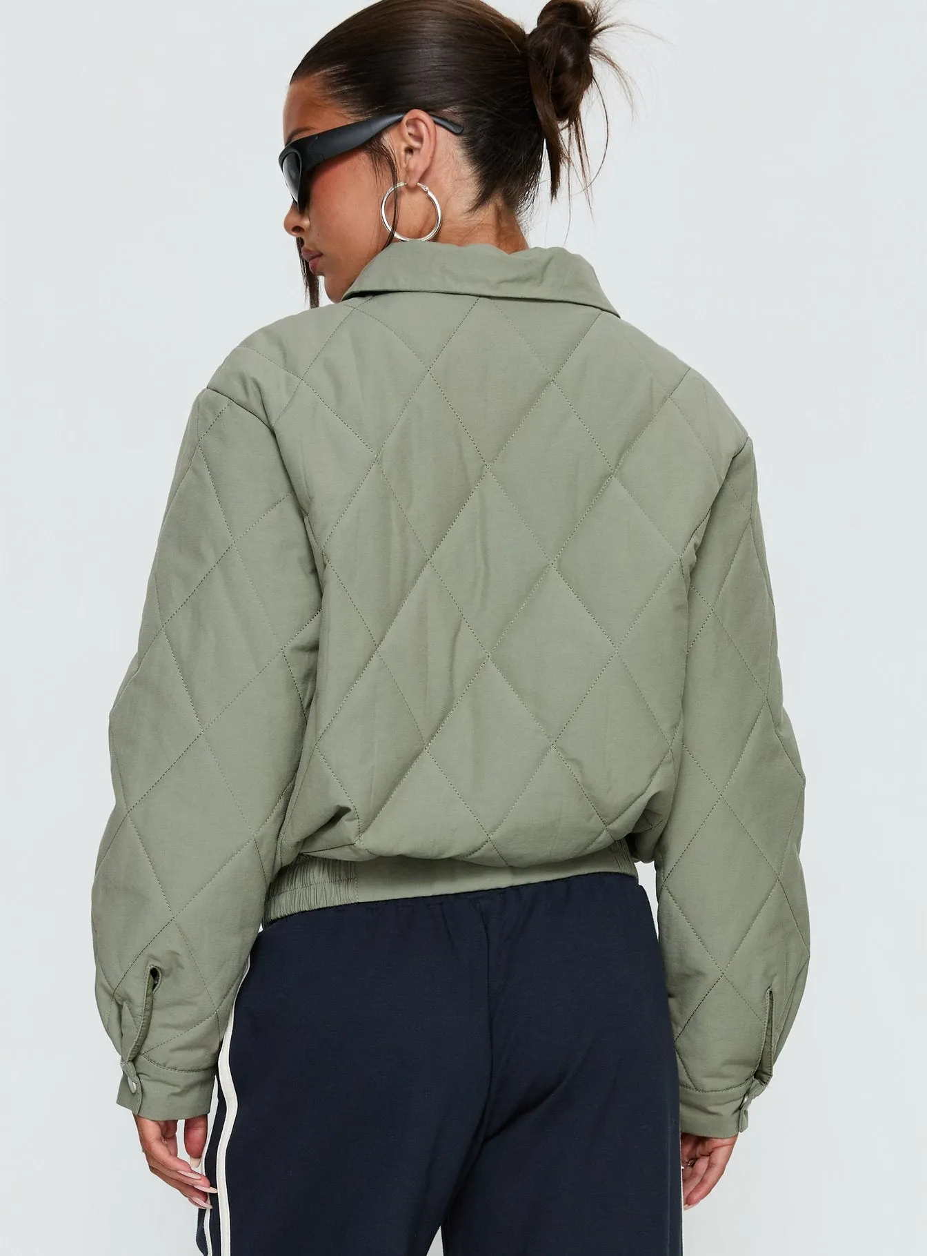Denvar Quilted Bomber Jacket Green sold by Princess Polly product image thumbnail 5