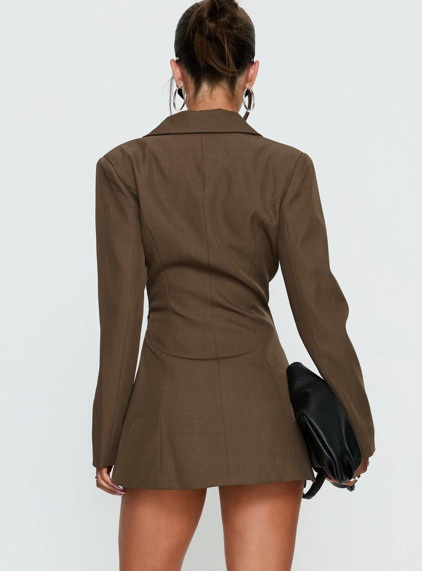 Kealy Plunge Neck Blazer Playsuit Brown sold by Princess Polly product image thumbnail 5