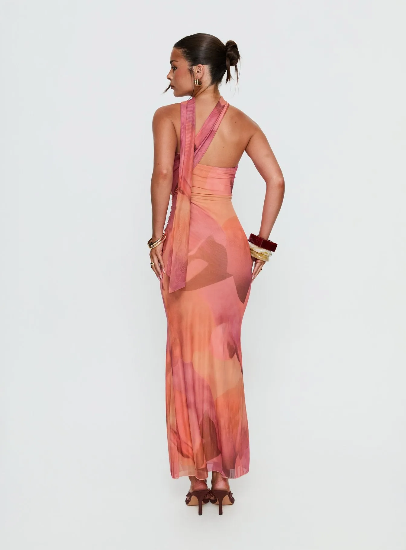 Davynn Scarf Detail Strapless Maxi Dress Pink Multi sold by Princess Polly product image thumbnail 4