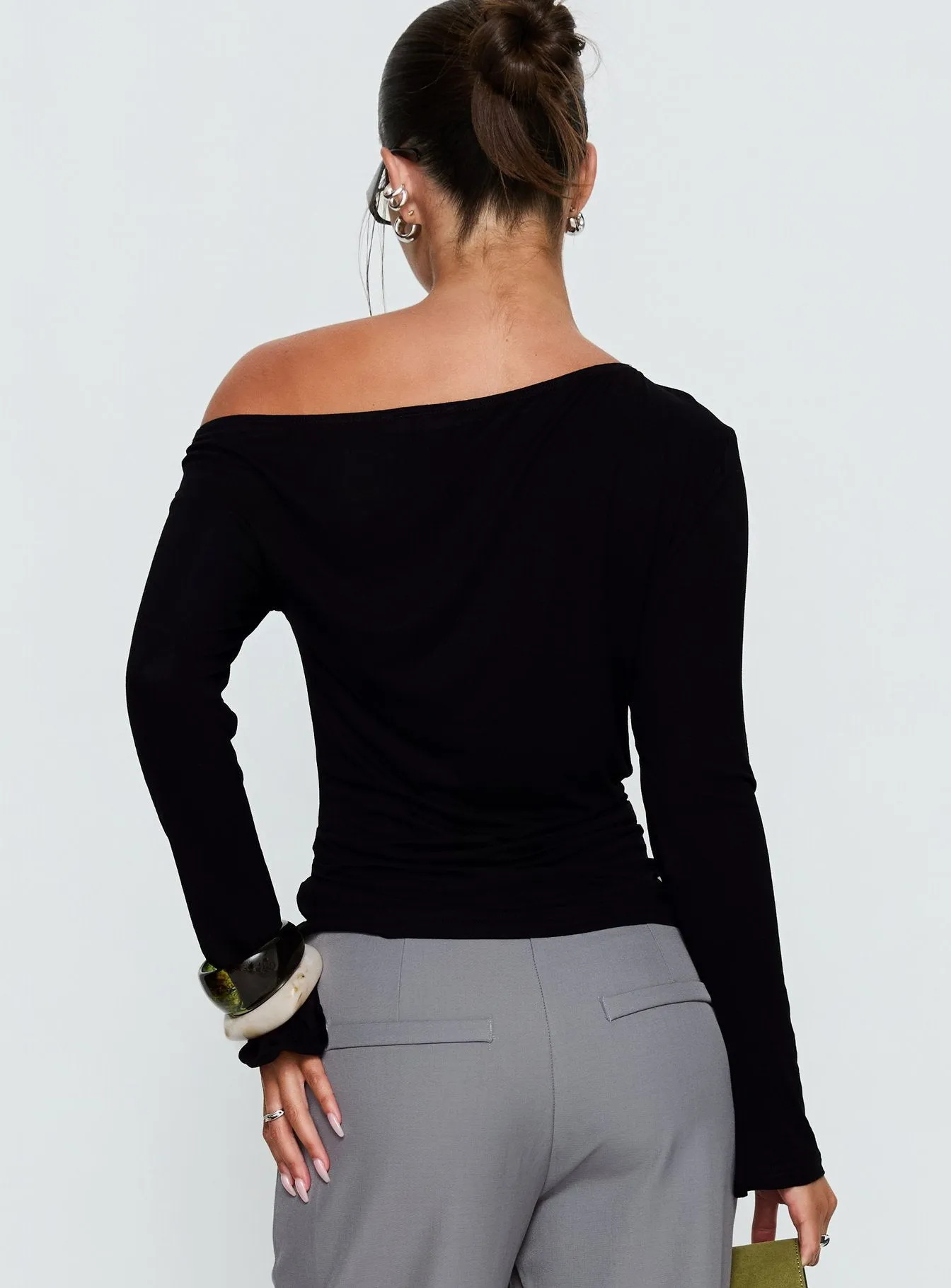 Get Home Safe One Shoulder Long Sleeve Top Black sold by Princess Polly product image thumbnail 5