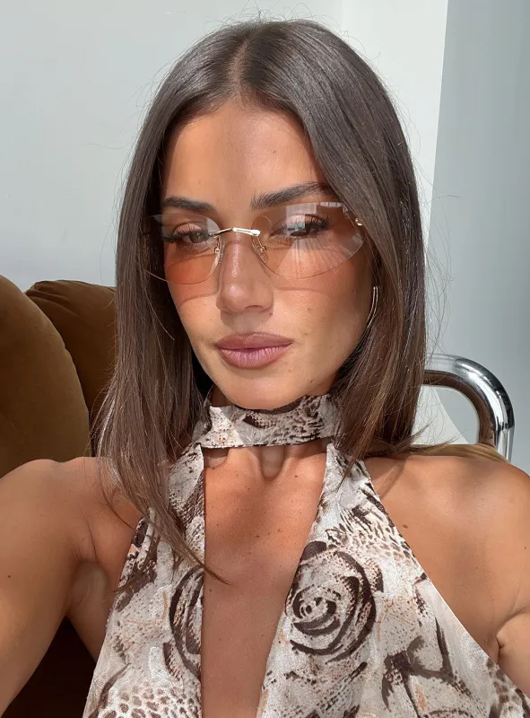 Summer Soiree Sunglasses Gold sold by Princess Polly