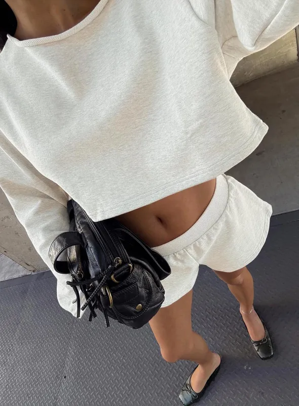 Daybreak Rib Waist Shorts Snow Marle sold by Princess Polly