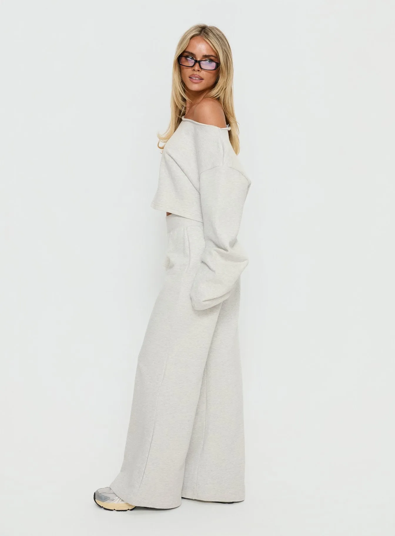 Peaks Flared Track Pants Snow Marle sold by Princess Polly product image thumbnail 4