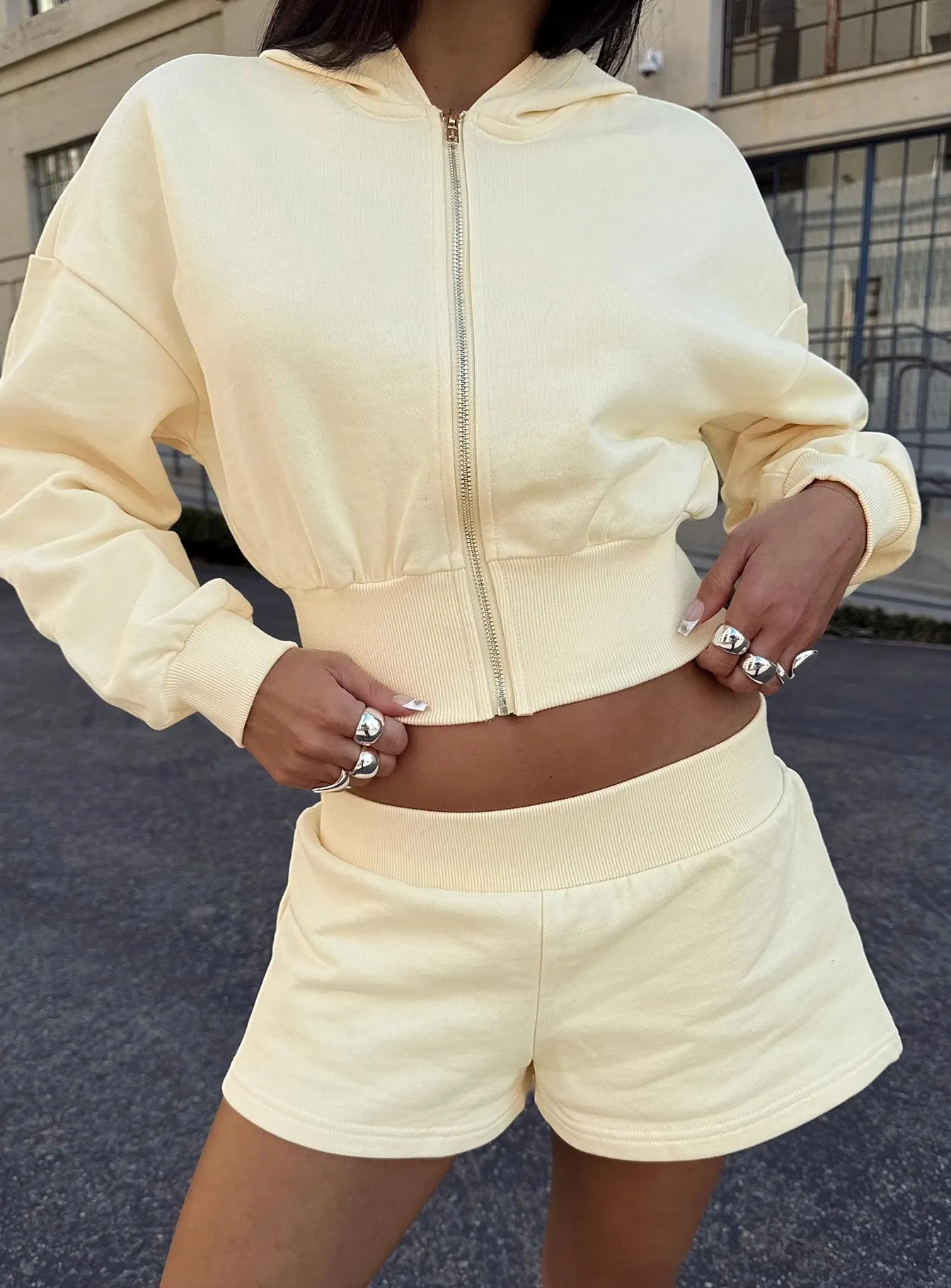 Daybreak Rib Waist Shorts Buttercream sold by Princess Polly