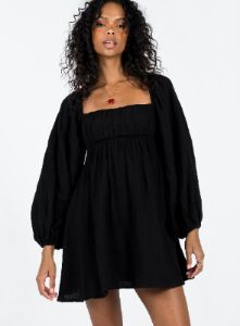 Let's Dance Mini Long Sleeve Dress Black sold by Princess Polly