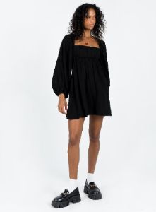 Let's Dance Mini Long Sleeve Dress Black sold by Princess Polly