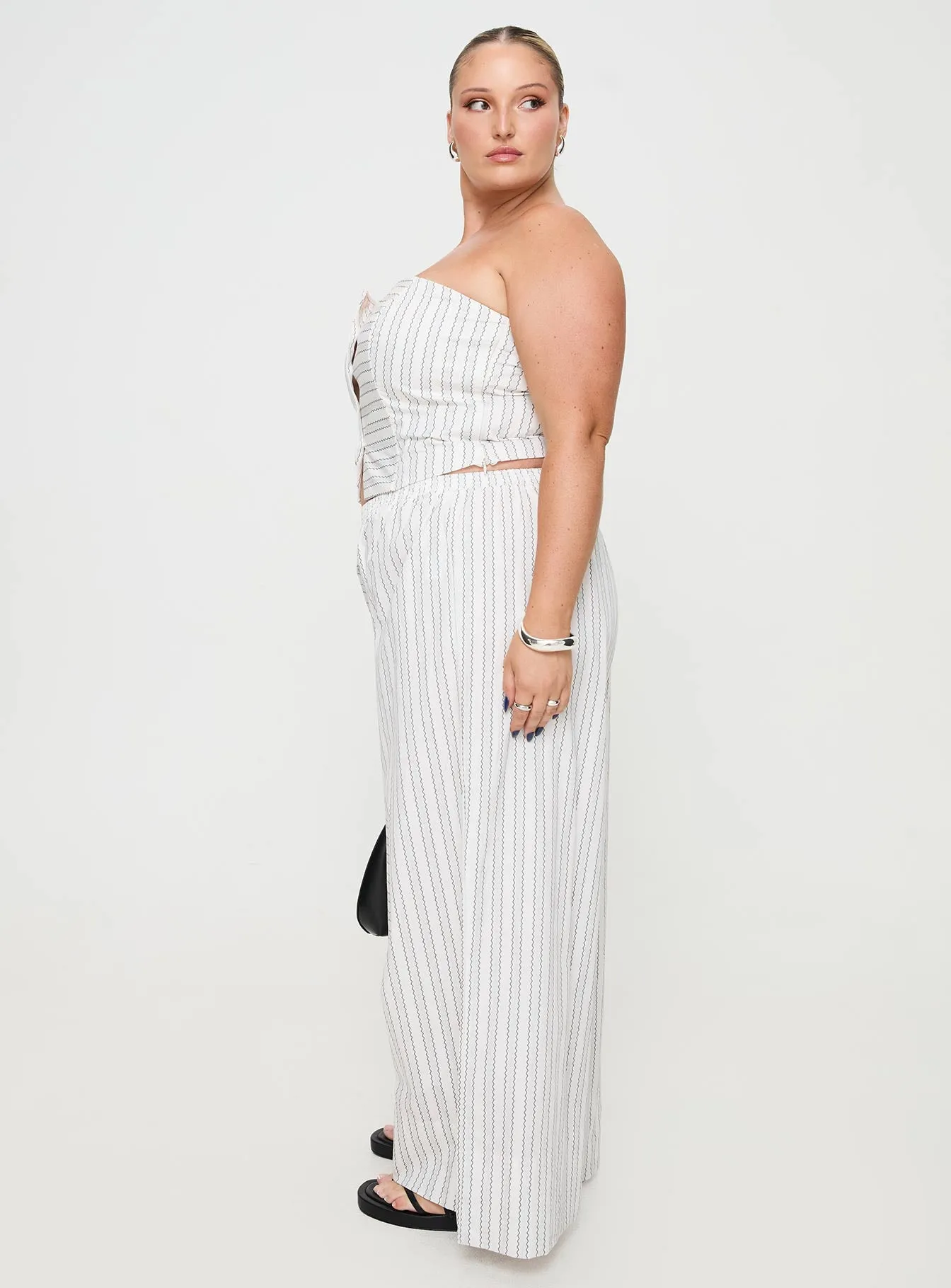 Boarder Pants White Stripe Curve sold by Princess Polly product image thumbnail 4