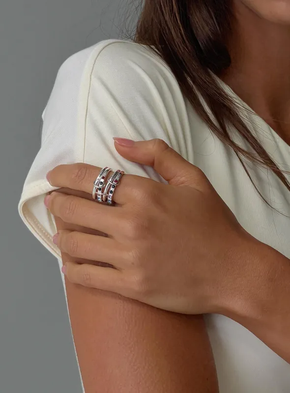 Leanah Stacked Gemstone Ring Silver sold by Princess Polly