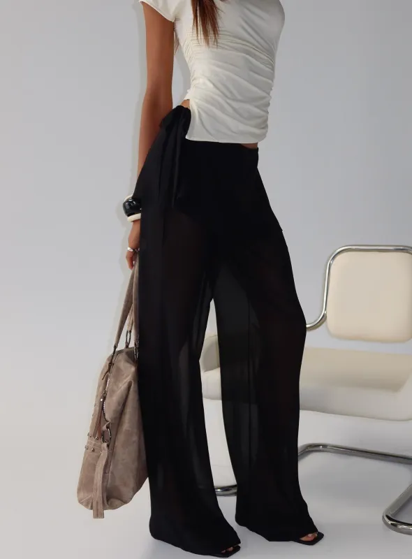 Jaedon Chiffon Layered Pants Black sold by Princess Polly