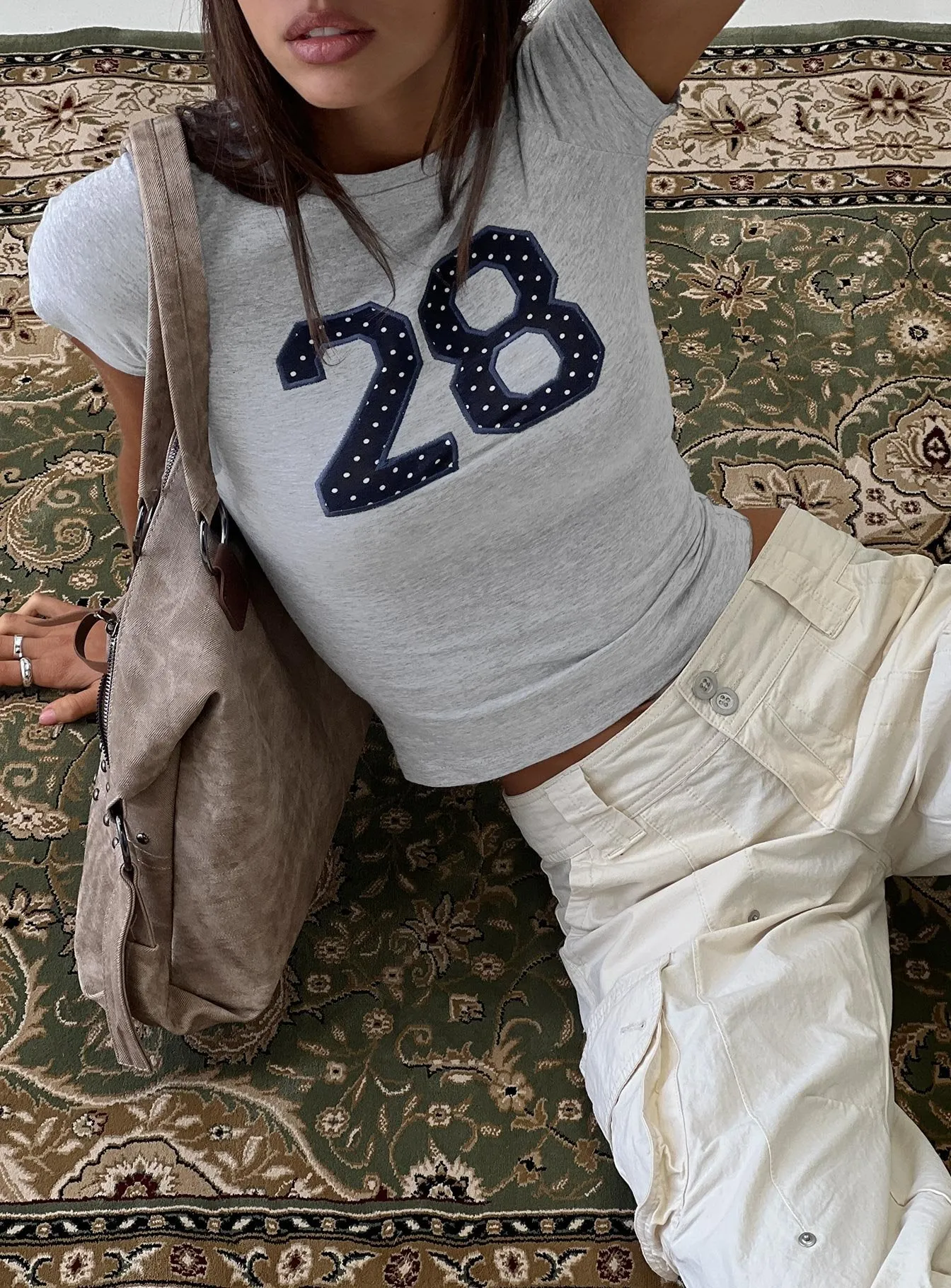 Sutin Tee Grey Marle Polka Dot sold by Princess Polly