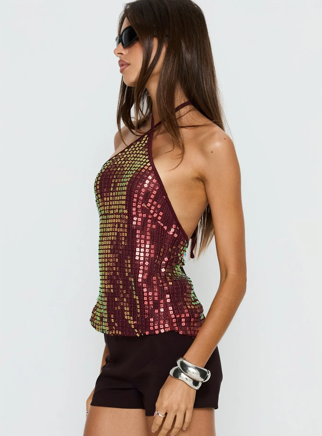 September Sunsets Halter Top Wine sold by Princess Polly product image thumbnail 4