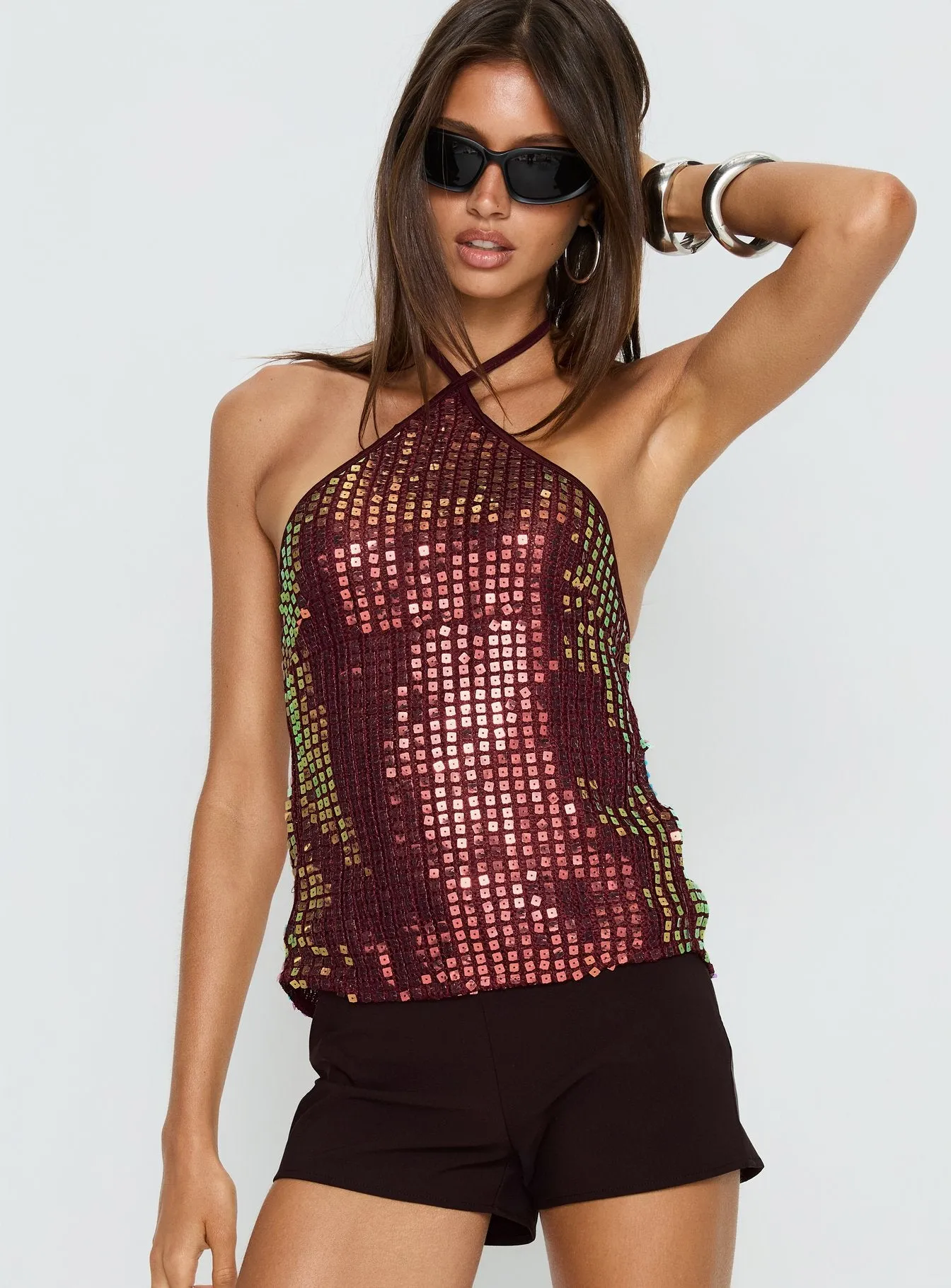 September Sunsets Halter Top Wine sold by Princess Polly product image thumbnail 2