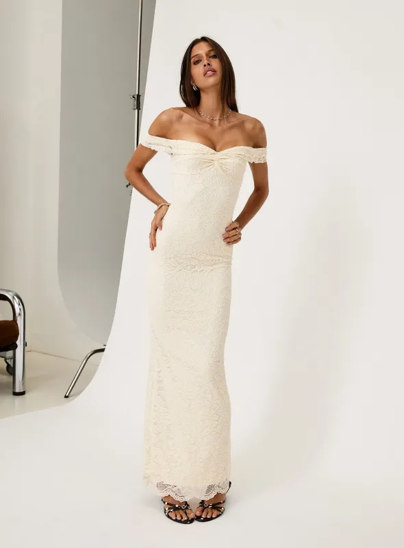 Anabeila Strapless Maxi Dress Lemon sold by Princess Polly